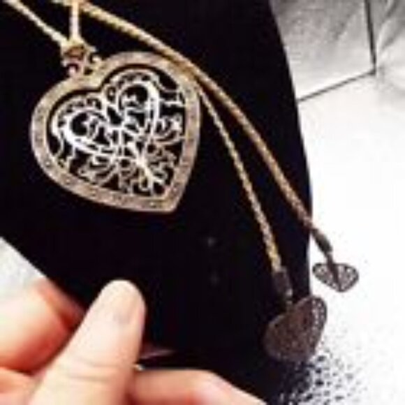 LK LEETAL KALMANSON ISRAELI ARTIST DELICATE FILIGREE HEART LONG NECKLACE 41 - Picture 4 of 5